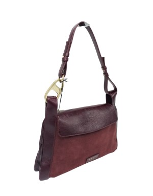 MY-BEST BAG BORSA MEDIO/GRANDE IN VITELLO SPAZZOLATO E CAMOSCIO COLORE BORDEAUX, CHIUSURA A PATTA, DOPPIA TRACOLLA STACCABILE/R
