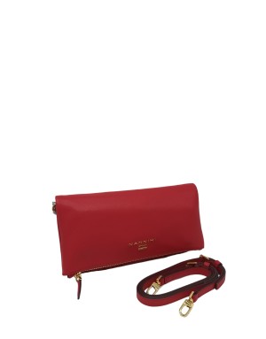 NANNINI 17236 KEIRA, BORSA/POCHETTE MEDIA IN VITELLO BOTTALATO COLORE ROSSO, APERTURA A LIBRO CON DUE LAMPO E UNA TASCA, TRACOL