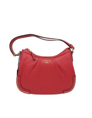 NANNINI 17329, BORSA GRANDE IN VITELLO BOTTALATO COLORE ROSSO, IMPUNTURE CAMEL SUI RINFORZI LATERALI, MANICO/TRACOLLA REGOLABIL