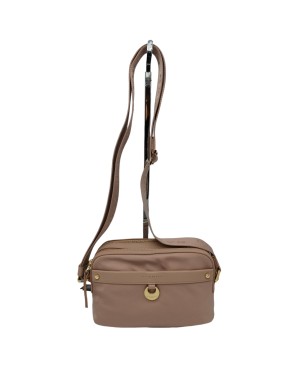 NANNINI 17401 REENE, BORSA PICCOLA/MEDIA IN NYLON E VITELLO  COLORE CIPRIA CON, DUE LAMPO CENTRALI, UNA TASCA ANTERIORE E UNA P