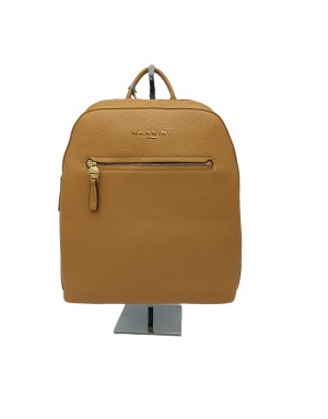 NANNINI 18147 CAMILLA, ZAINO GRANDE IN VITELLO COLORE CAMEL, DUE SCOMPARTI, TASCA FRONTALE E POSTERIORE