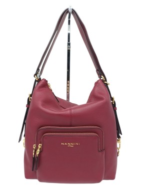 NANNINI 18212 TIZIANA, BORSA/ZAINO GRANDE IN VITELLO BOTTALATO COLORE BORDEAUX, TASCA POSTERIORE E DUE TASCONI FRONTALI, TRACOL