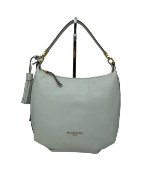 NANNINI 18228 VERONICA, BORSA MEDIA/GRANDE IN VITELLO COLORE OFF WHITE, CHIUSURA CON LAMPO CENTRALE, MANICO E TRACOLLA REGOLABI