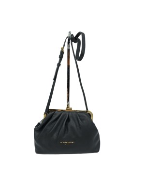 NANNINI 18230 KEIRA BORSA MEDIA IN VITELLO BOTTALATO COLORE NERO, CHIUSURA CENTRALE RIGIDA, TRACOLLA REGOLABILE