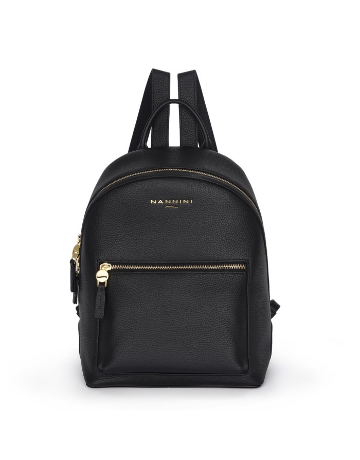 NANNINI HELGA ZAINO IN VITELLO BOTTALATO COLORE NERO, LAMPO CENTRALE, TASCONE FRONTALE E TASCA POSTERIORE