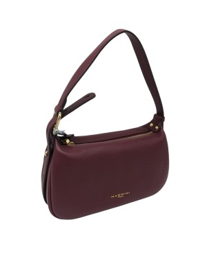 NANNINI KEIRA BORSA MEDIA IN VITELLO BOTTALATO COLORE BORDEAUX, LAMPO CENTRALE, TRACOLLA REGOLABILE