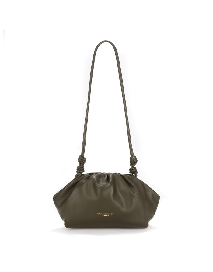 NANNINI KEIRA BORSA PICCOLA/MEDIA IN VITELLO  COLORE VERDE BOTTIGLIA, PLISSETTATURA PARTE SUPERIORE, TRACOLLA LUNGA