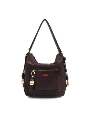 NANNINI LIBERTY BORSA/ZAINO IN NYLON E VIT.CARACAS COLORE SIGARO, TASCONE FRONTALE E TASCA POSTERIORE, TRACOLLA REGOLABILE