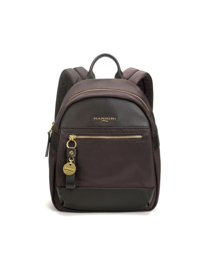 NANNINI LIBERTY ZAINO IN NYLON E VIT.CARACAS COLORE SIGARO, LAMPO CENTRALE, TASCONE FRONTALE