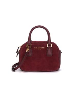 NANNINI MICOL BORSA MEDIO/PICCOLA IN VITELLO BOTTALATO E CAMOSCIO COLORE BORDEAUX, LAMPO CENTRALE, DUE MANICI E TRACOLLA STACCA