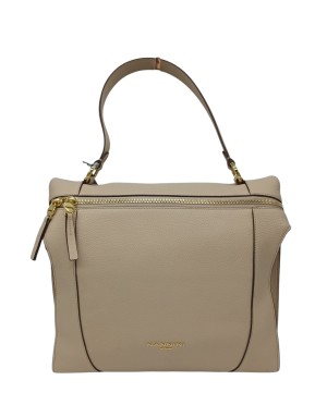 NANNINI PEGAS BORSA GRANDE IN VITELLO BOTTALATO COLORE BEIGE, APERTURA CON LAMPO FRONTALE, MANICO E TRACOLLA REGOLABILE/STACCAB