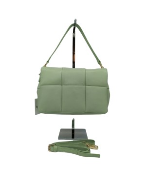 NINA HILL NB6002M, BORSA MEDIA IN NAPPA MATERASEE COLORE VERDE MENTA, MANICO STACCABILE E TRACOLLA REGOLABILE