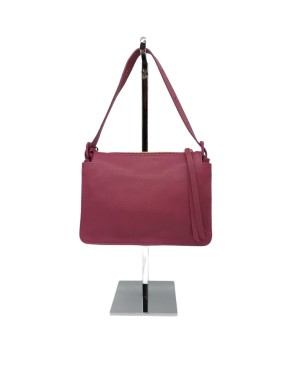 NINA HILL NH517, BORSA PICCOLA IN VITELLO COLORE FUXIA, LAMPO CENTRALE, MANICO/TRACOLLA REGOLABILE CON OCCHIELLI IN TINTA