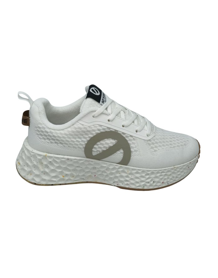 NO NAME SNEAKER LACCI IN TESSUTO ELASTICIZZATO COLORE BIANCO CON LOGO GRIGIO, FONDO GOMMA EXTRA LIGHT