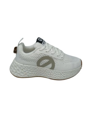 NO NAME SNEAKER LACCI IN TESSUTO ELASTICIZZATO COLORE BIANCO CON LOGO GRIGIO, FONDO GOMMA EXTRA LIGHT