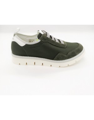 PANCHIC  P05M14006NS4 BIRCH, SNEAKER UOMO, TOMAIA IN CAMOSCIO E NYLON COLORE VERDE OLIVA CON ELASTICI SU ACCOLLO,FONDO MICRO DE