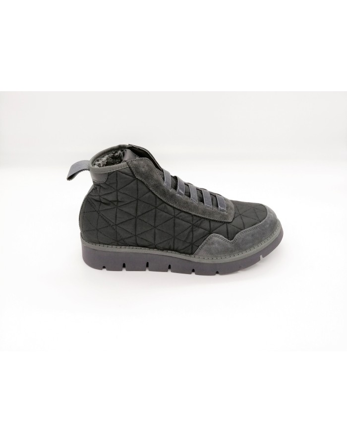 PANCHIC MADRID M, POLACCO IN CAMOSCIO E TESSUTO TECNICO COLORE SHARK/GRIGIO,ELASTICI SU ACCOLLO,FODERA PELLICCIA,FONDO MICRO