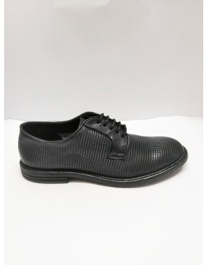 PAWELK'S 19004 STRINGATA DERBY LISCIO IN VITELLO MILLEFORI COLORE BLU, FONDO CUOIO CON INSERTO GOMMA