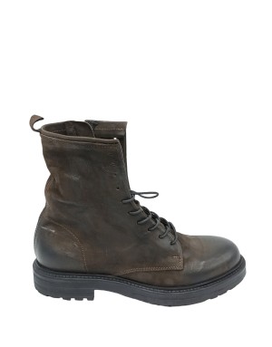 PAWELK'S 23209 ANFIBIO LISCIO IN NABUCK INGRASSATO COLORE CAFFE', LACCIO E LAMPO LATERALE, FONDO GOMMA CARRO