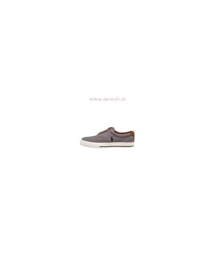 POLO RALPH LAUREN VAUGHN-NE SNEAKER LACCI IN CANVAS COLORE GRIGIO, FONDO GOMMA