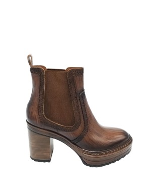 PONS QUINTANA 11051 OLIVIA-B, TRONCHETTO LISCIO CON ELASTICI LATERALI, TOMAIA IN VITELLO INVECCHIATO COLORE TOFFE,   FONDO GOMM