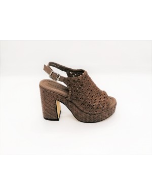 PONS QUINTANA 6913 SANDALO FASCIONE ACCOLLATO INTRECCIO COLOR TAUPE TACCO 10+PLATO'