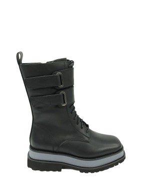 RAHYA GREY 22-02, ANFIBIO IN VITELLO COLORE NERO, LACCIO E  LAMPO LATERALE, DUE FIBBIE CON VELCRO LATO ESTERNO, FONDO MICRO CAR