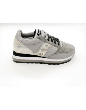 SAUCONY JAZZ TRIPLE S60550-3 SNEAKER LACCI IN CAMOSCIO E VITELLO COLORE  GRIGIO CON RIPORTI IN STAMPATO PITONATO SNAKE, FONDO M
