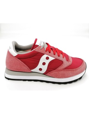 SAUCONY JAZZ'O 2044-311 RED SNEAKER LACCI TOMAIA CAMOSCIO E TESSUTO NYLON ROSSO-BIANCO FONDO MICRO 3CM