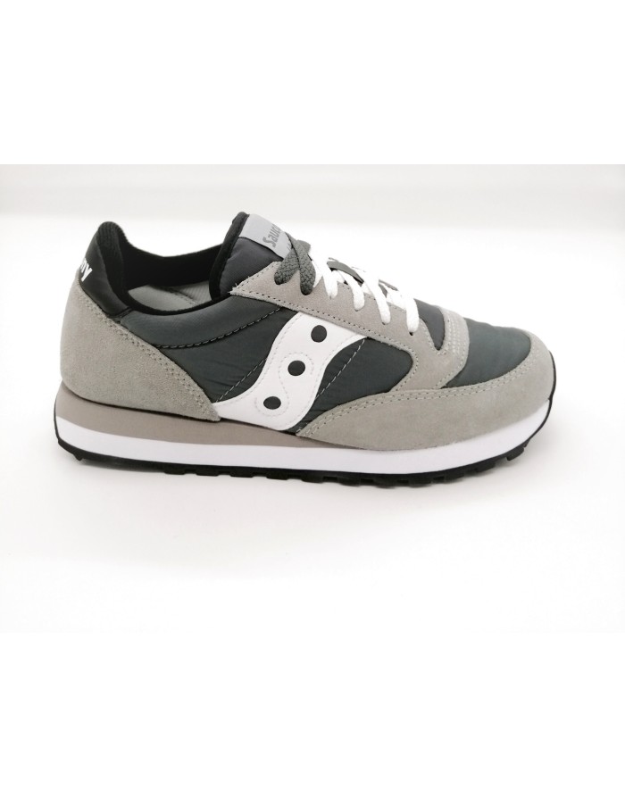 SAUCONY JAZZ'O S2044-553 SNEAKER LACCI IN CAMOSCIO E TESSUTO NYLON COLORE GRIGIO/ANTRACITE CON RIPORTI BIANCHI, FONDO MICRO