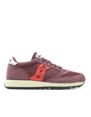 SAUCONY JAZZ'O VINTAGE 70321-6 SNEAKER LACCI TOMAIA CAMOSCIO E TESSUTO RETATO BORDO'-ROSSO FONDO MICRO 3CM