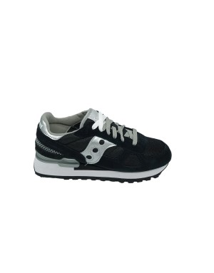 SAUCONY S1108-671 SHADOW'O, SNEAKER LACCI IN CAMOSCIO E TESSUTO COLORE NERO-SILVER, FONDO MICRO BICOLOR