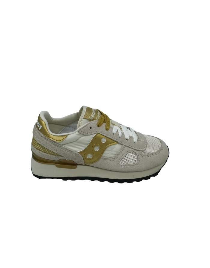 SAUCONY S1108-720 SHADOW'O, SNEAKER LACCI IN CAMOSCIO E TESSUTO COLORE BEIGE-ORO, FONDO MICRO BICOLOR