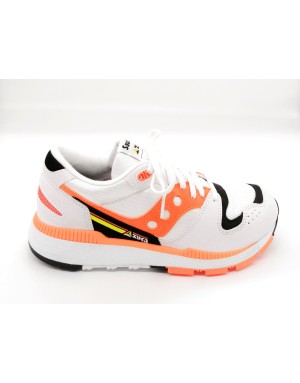 SAUCONY S70437-2 AZURA WHT/ORG/BLK SNEAKER LACCI TOMAIA CAMOSCIO E TESSUTO BIANCO-ARANCIO-NERO FONDO GOMMA EXTRA LIGHT