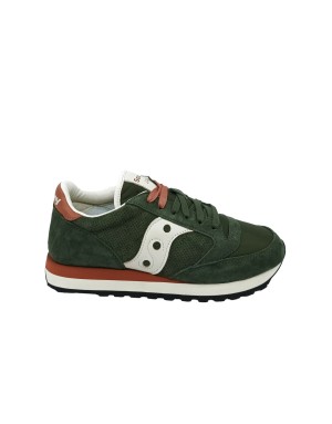 SAUCONY S70787-3 JAZZ'O,SNEAKER LACCI IN CAMOSCIO INGRASSATO  E TESSUTO TECNICO COLORE VERDE, FONDO MICRO BICOLOR