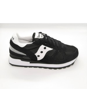 SAUCONY SHADOW'O 2108-518 SNEAKER LACCI IN CAMOSCIO E TESSUTO RETATO COLORE BLACK, NERO/BIANCO, FONDO MICRO