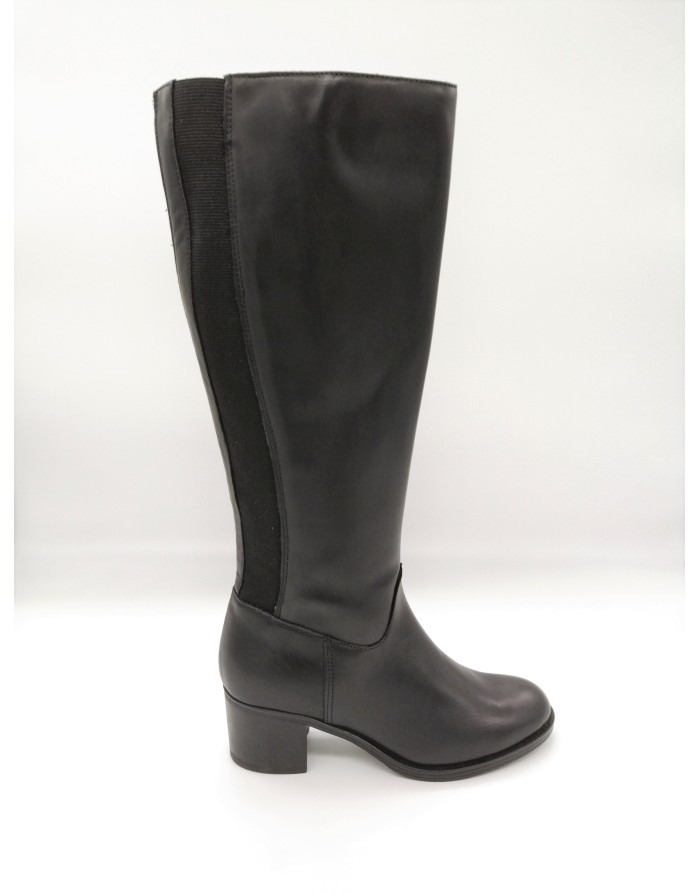 SPAZIO CORRIDONI FEDERICA,STIVALE IN VITELLO COLORE NERO,LAMPO LATERALE ED ELASTICI POSTERIORI,FONDO GOMMA,TACCO 5,5 CM