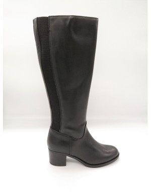 SPAZIO CORRIDONI FEDERICA,STIVALE IN VITELLO COLORE NERO,LAMPO LATERALE ED ELASTICI POSTERIORI,FONDO GOMMA,TACCO 5,5 CM