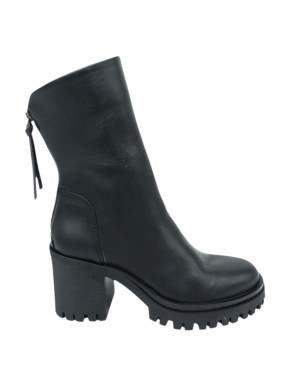 STELIO MALORI STIVALETTO LISCIO IN VITELLO COLORE NERO, LAMPO POSTERIORE, FONDO GOMMA CARRO, TACCO 7CM