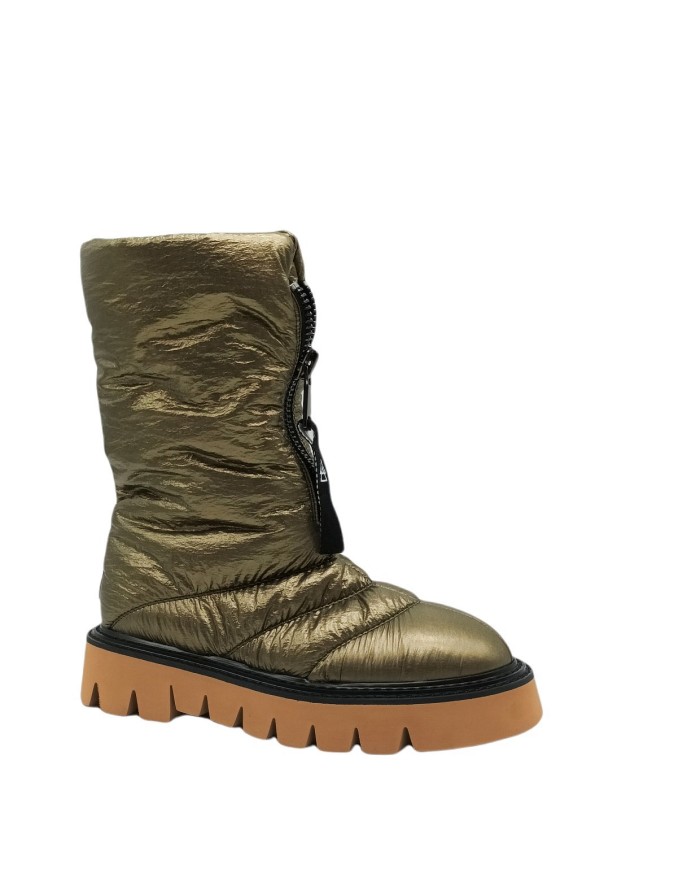 STRATEGIA/ELENA IACHI 3128-T STIVALETTO PIUMINO IMBOTTITO IN TESSUTO IMPERMEABILE IMPUNTURATO COLORE MILITARE, LAMPO CENTRALE, 