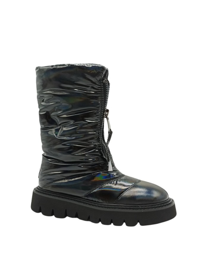 STRATEGIA/ELENA IACHI 3128-T STIVALETTO PIUMINO IMBOTTITO IN TESSUTO IMPERMEABILE IMPUNTURATO COLORE NERO, LAMPO CENTRALE, DOPP