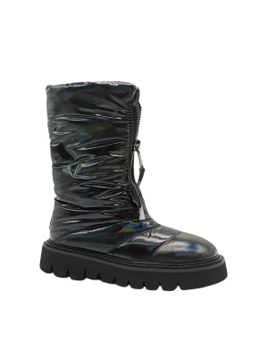 STRATEGIA/ELENA IACHI 3128-T STIVALETTO PIUMINO IMBOTTITO IN TESSUTO IMPERMEABILE IMPUNTURATO COLORE NERO, LAMPO CENTRALE, DOPP