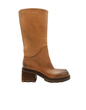 STRATEGIA/ELENA IACHI E2698 STIVALE 3/4 IN VITELLO INGRASSATO COLORE SUGHERO, FONDO GOMMA CARRO, TACCO 7CM