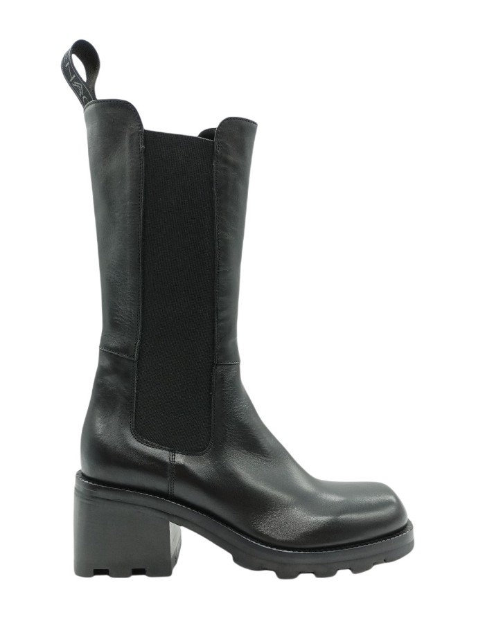 STRATEGIA/ELENA IACHI E2704  BEATLES 3/4 IN VITELLO COLORE NERO, FONDO GOMMA CARRO, TACCO 7CM