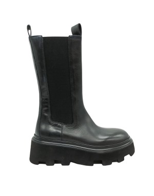 STRATEGIA/ELENA IACHI E2721 BEATLES ALTO IN VITELLO COLORE NERO, FONDO MICRO CARRO 6CM CON GUARDOLO IN TINTA