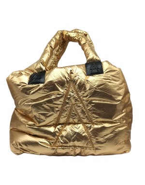 STRATEGIA/ELENA IACHI SHOPPING, BORSA/SACCA IN PIUMINO IMBOTTITO IMPERMEABILE COLORE GOLD/ORO, DUE MANICI, TASCONI INTERNI E SA