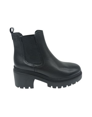 TAMARIS BEATLES LISCIO IN VITELLO COLORE NERO, ELASTICI IN TINTA, FONDO GOMMA ROCCIA, TACCO 6CM CON PLATEAU