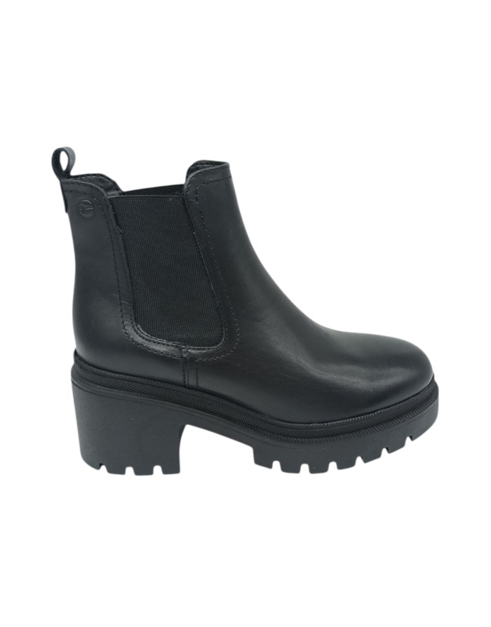TAMARIS BEATLES LISCIO IN VITELLO COLORE NERO, ELASTICI IN TINTA, FONDO GOMMA ROCCIA, TACCO 6CM CON PLATEAU