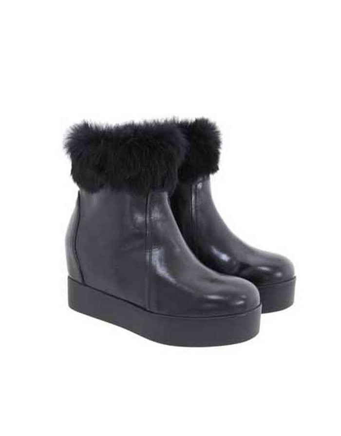 TOSCA BLU SHOES SF 1518 S 344, TRONCHETTO PELLE + PELLICCIA + LAMPO LATERALE , ZEPPA INTERNA FONDO PARA