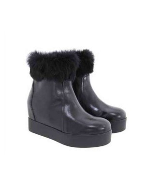 TOSCA BLU SHOES SF 1518 S 344, TRONCHETTO PELLE + PELLICCIA + LAMPO LATERALE , ZEPPA INTERNA FONDO PARA